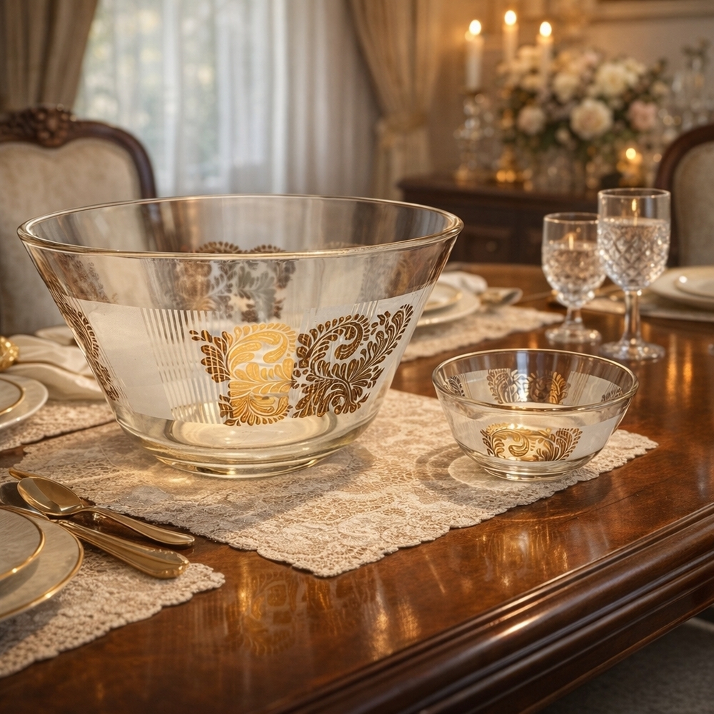MCM Gold Trim Chip & Dip  Decorative Bowl Set Georges Briard ELEGANT VINTAGE